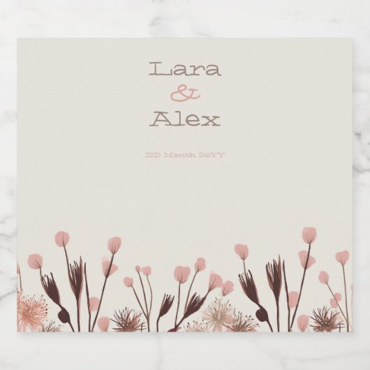 Boho Wildblume Wedding Sparkling Wine Label Schaumweinetikett (Einzelnes Label)