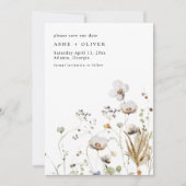 Boho Wildblume Wedding speichert das Datum Einladung (Vorderseite)