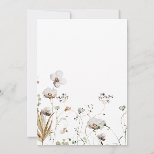 Boho Wildblume Wedding speichert das Datum Einladung (Rückseite)