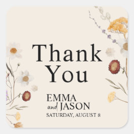 Boho Wildblume Wedding Square Sticker