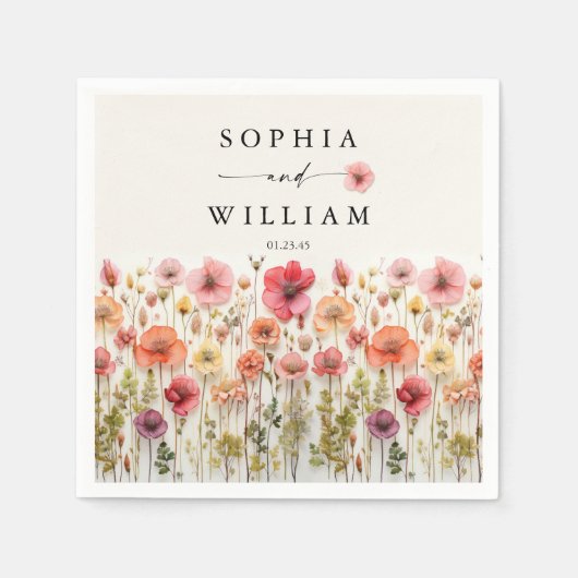 Boho Wildblume Wedding Table Deco Serviette (Vorderseite)