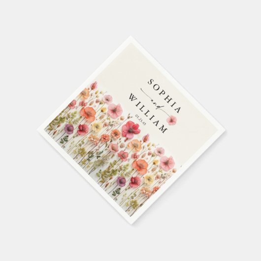 Boho Wildblume Wedding Table Deco Serviette (Ecke)