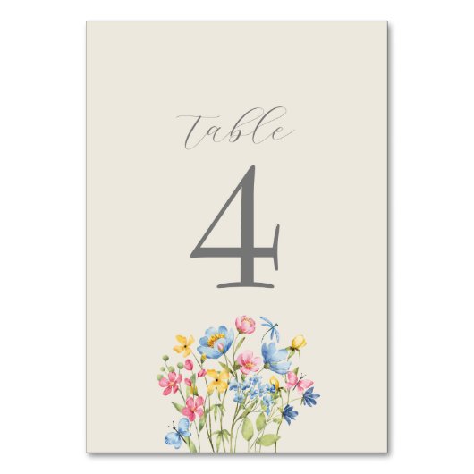 Boho Wildblume Wedding Tischnummer (Rückseite)