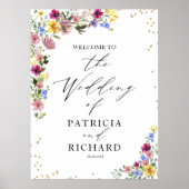 Boho Wildblume Wedding Welcome Poster (Vorne)