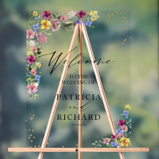Boho Wildblume Wedding Welcome Sign Acrylschild (Neutral)