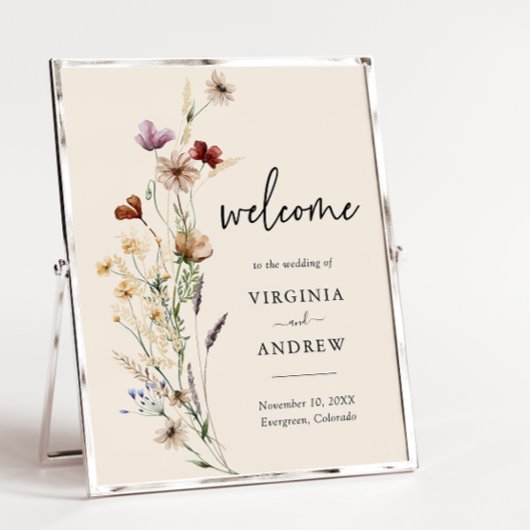 Boho Wildblume Welcome Wedding Poster