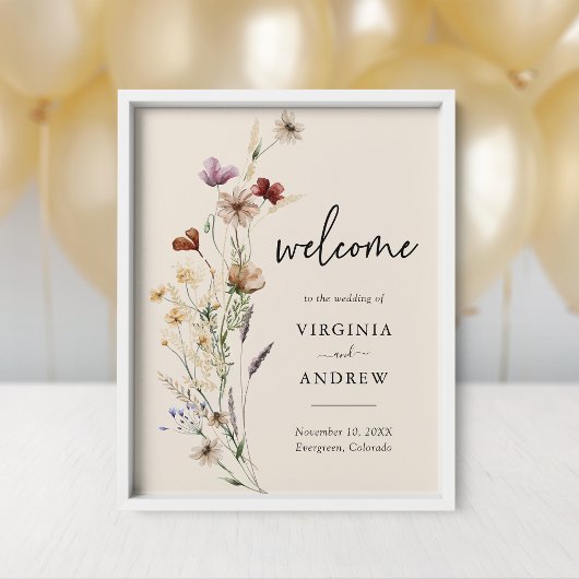 Boho Wildblume Welcome Wedding Poster