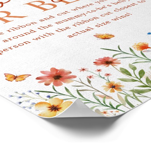 Boho Wildblume wie groß ihr Baby-Duschspiel Poster (Ecke)