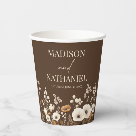 Boho Wildblume Wild Blume Blumengarten Hochzeit Pappbecher (Vorderseite)