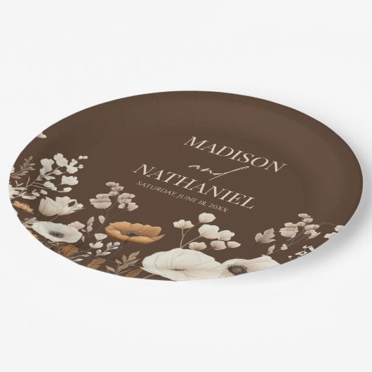 Boho Wildblume Wild Blume Blumengarten Hochzeit Pappteller (Schrägansicht)