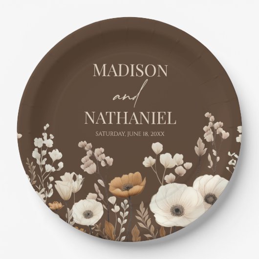 Boho Wildblume Wild Blume Blumengarten Hochzeit Pappteller (Vorderseite)