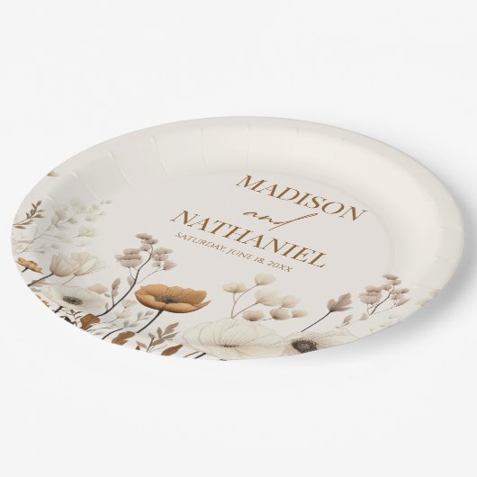 Boho Wildblume Wild Blume Blumengarten Hochzeit Pappteller (Schrägansicht)