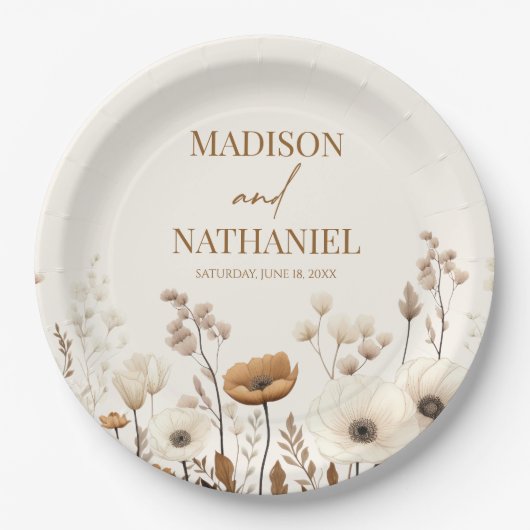 Boho Wildblume Wild Blume Blumengarten Hochzeit Pappteller (Vorderseite)