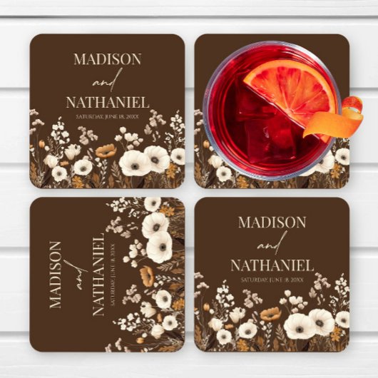 Boho Wildblume Wild Blume Blumengarten Hochzeit Rechteckiger Pappuntersetzer