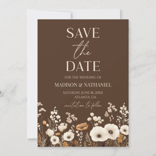 Boho Wildblume Wild Blume Blumengarten Hochzeit Save The Date (Vorderseite)