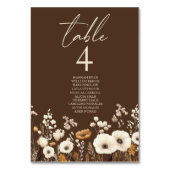 Boho Wildblume Wild Blume Blumengarten Hochzeit Tischnummer (Vorderseite)