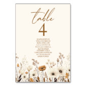 Boho Wildblume Wild Blume Blumengarten Hochzeit Tischnummer (Rückseite)