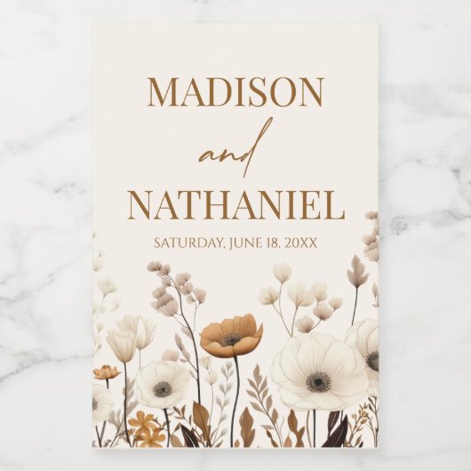 Boho Wildblume Wild Blume Blumengarten Hochzeit Weinetikett (Einzelnes Label)