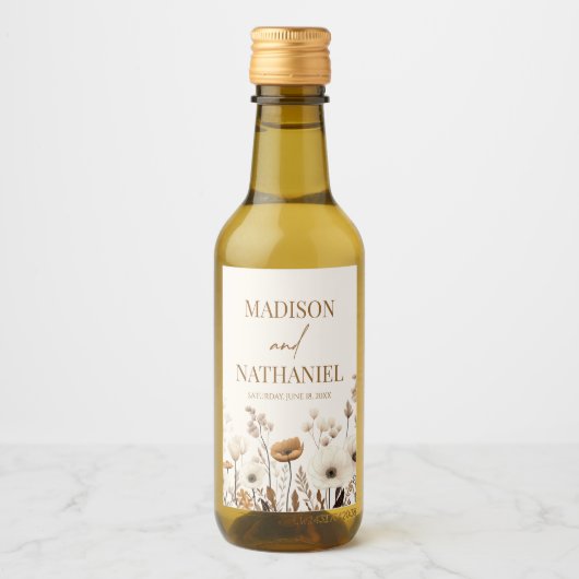 Boho Wildblume Wild Blume Blumengarten Hochzeit Weinetikett (Vorderseite)