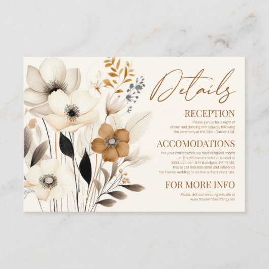 Boho Wildblume Wild Blume Blumenzettel Begleitkarte (Vorderseite)