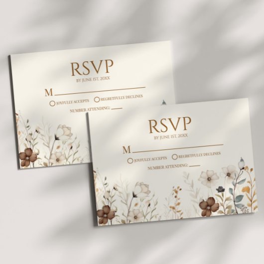 Boho Wildblume Wild Blume Floral Wedding RSVP Karte