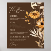 Boho Wildblume Wild Blume Wedding Bar Sign Poster (Vorne)
