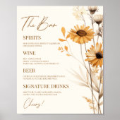 Boho Wildblume Wild Blume Wedding Bar Sign Poster (Vorne)