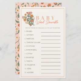 Boho Wildblume Word Scramble Baby Showspiel