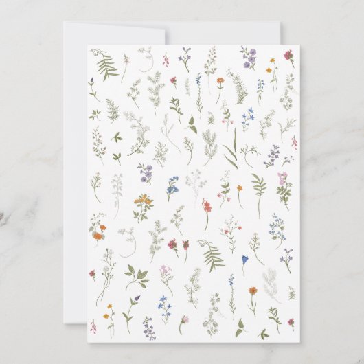 Boho Wildblume Wreath Wedding Einladung (Rückseite)