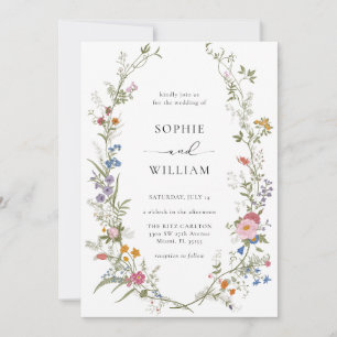 Boho Wildblume Wreath Wedding Einladung