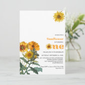 Boho Wildblume Yellor Sunflower Birthday Party Einladung (Stehend Vorderseite)