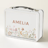 Boho Wildblume zurück zur Schule Metall Brotdose (Rückseite)