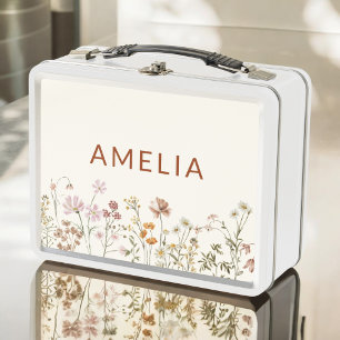 Boho Wildblume zurück zur Schule Metall Brotdose