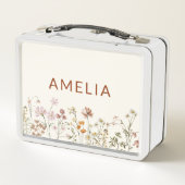 Boho Wildblume zurück zur Schule Metall Brotdose (Rückseite)