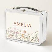 Boho Wildblume zurück zur Schule Metall Brotdose (Vorderseite)