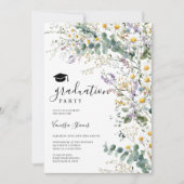 Boho Wildblumen 3 Foto Hübscher Abschluss Einladung (Vorderseite)