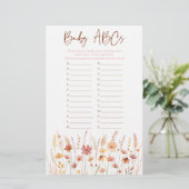 Boho Wildblumen ABC Baby Showspiel (Stehend Vorderseite)