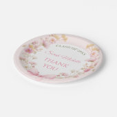 Boho-Wildblumen-Abschlussfeier in Rosa Pappteller (Schrägansicht)