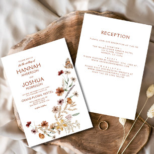 Boho Wildblumen Alles-in-Einem Garten Hochzeit Einladung