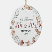 Boho Wildblumen als Mr. und Mrs. Keramik Ornament (Rechts)