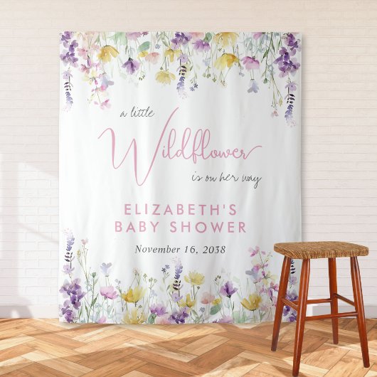 Boho-Wildblumen-Aquarell-Baby-Shower-Willkommen Wandteppich