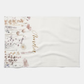 Boho-Wildblumen-Aquarell-Blumen-Name Geschirrtuch (Horizontal)