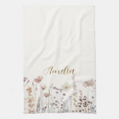 Boho-Wildblumen-Aquarell-Blumen-Name Geschirrtuch (Vertikal)