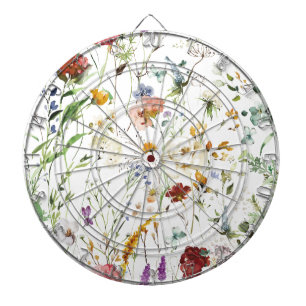 Boho Wildblumen Aquarell Frühling Blume Dartscheibe