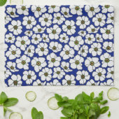 Boho-Wildblumen auf Blau Geschirrtuch (Gefaltet)