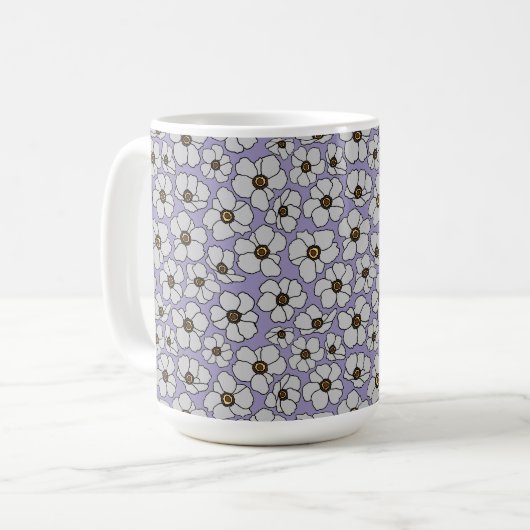 Boho-Wildblumen auf Lavendel Kaffeetasse (Vorderseite Links)