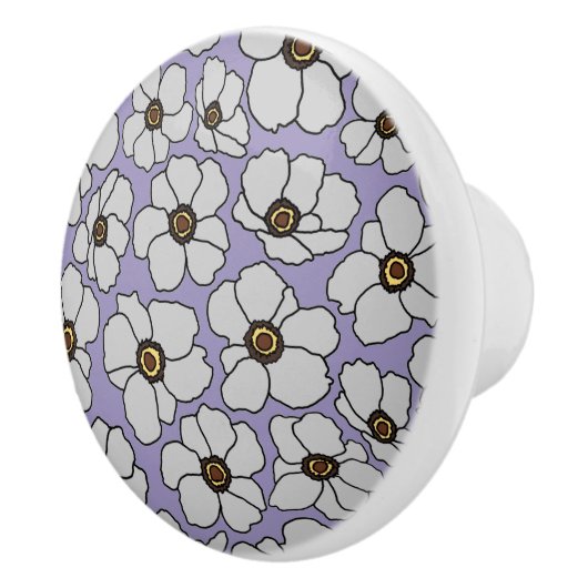 Boho-Wildblumen auf Lavendel Keramikknauf (Rechts)