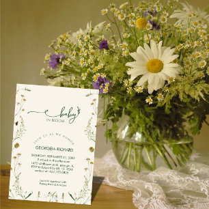 Boho-Wildblumen-Baby-Blüten-Babyshower Einladung