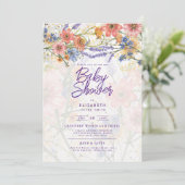Boho Wildblumen Baby Dusche Garden Party Einladung (Stehend Vorderseite)