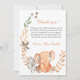 Boho Wildblumen Baby Elephant Danke Karte